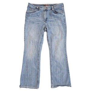 Eddie Bauer Jeans Womens 12 R Bootcut Floral Accents Denim Y2K